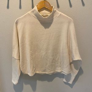Abound | cream ribbed mock neck drop shoulder long sleeve top | size S | women’s